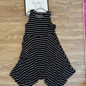 Torrid Black and White Striped Sharkbite Dress 2X
